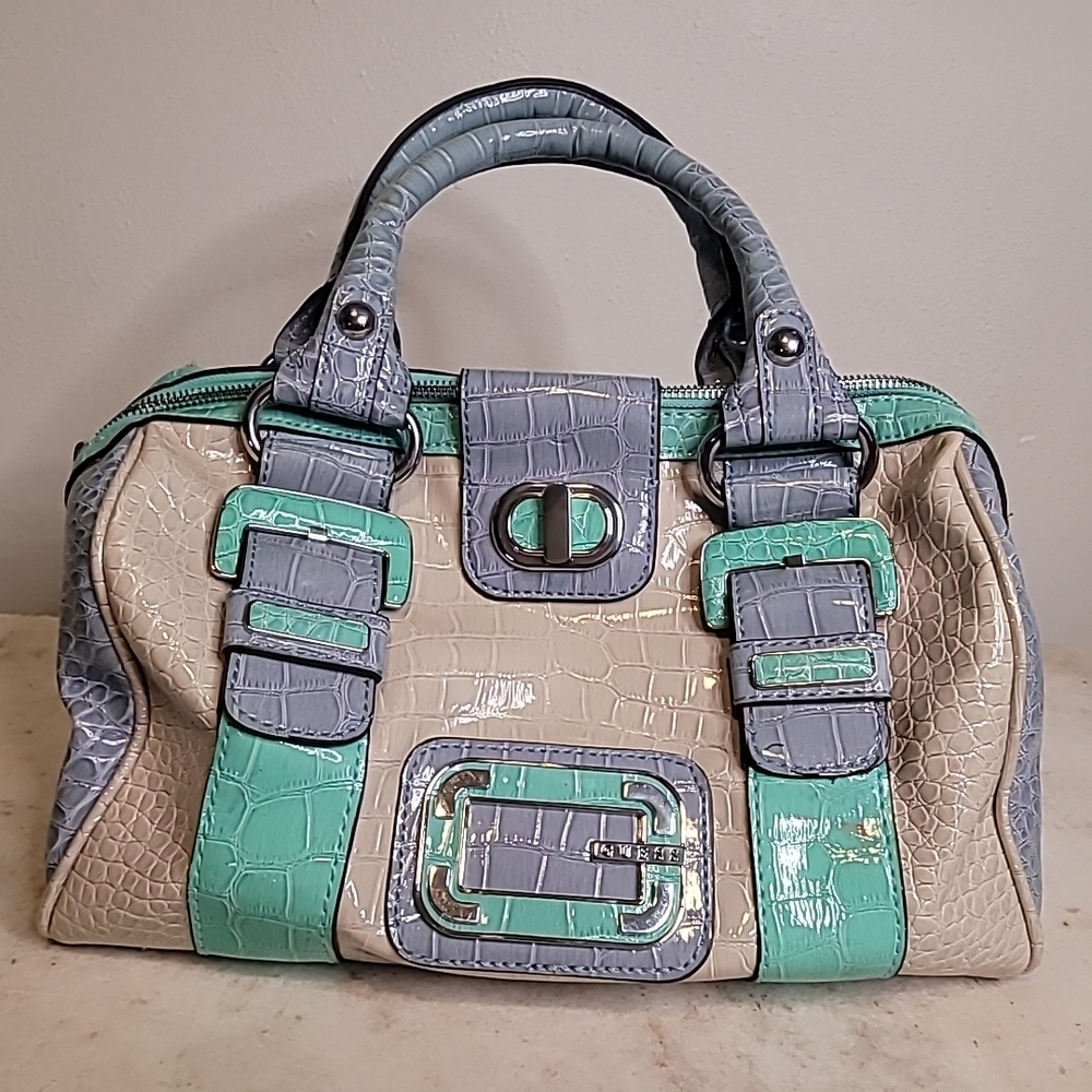 Vintsge Guess Crocodile Pattern Shoulder Bag - Gr… - image 1